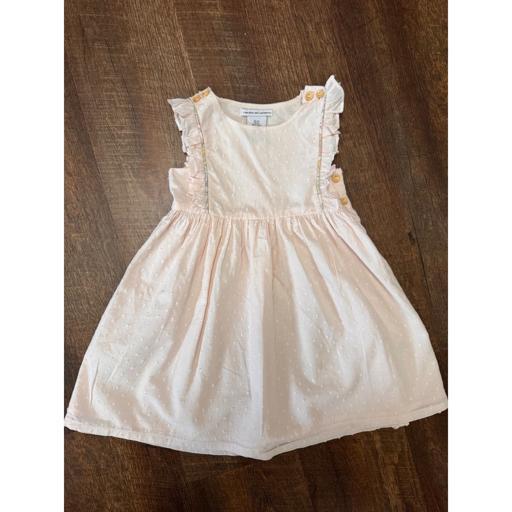 Cupcakes and Cashmere Girls 4T Blush Pink Swiss Dot Ruffle Cotton Dress
